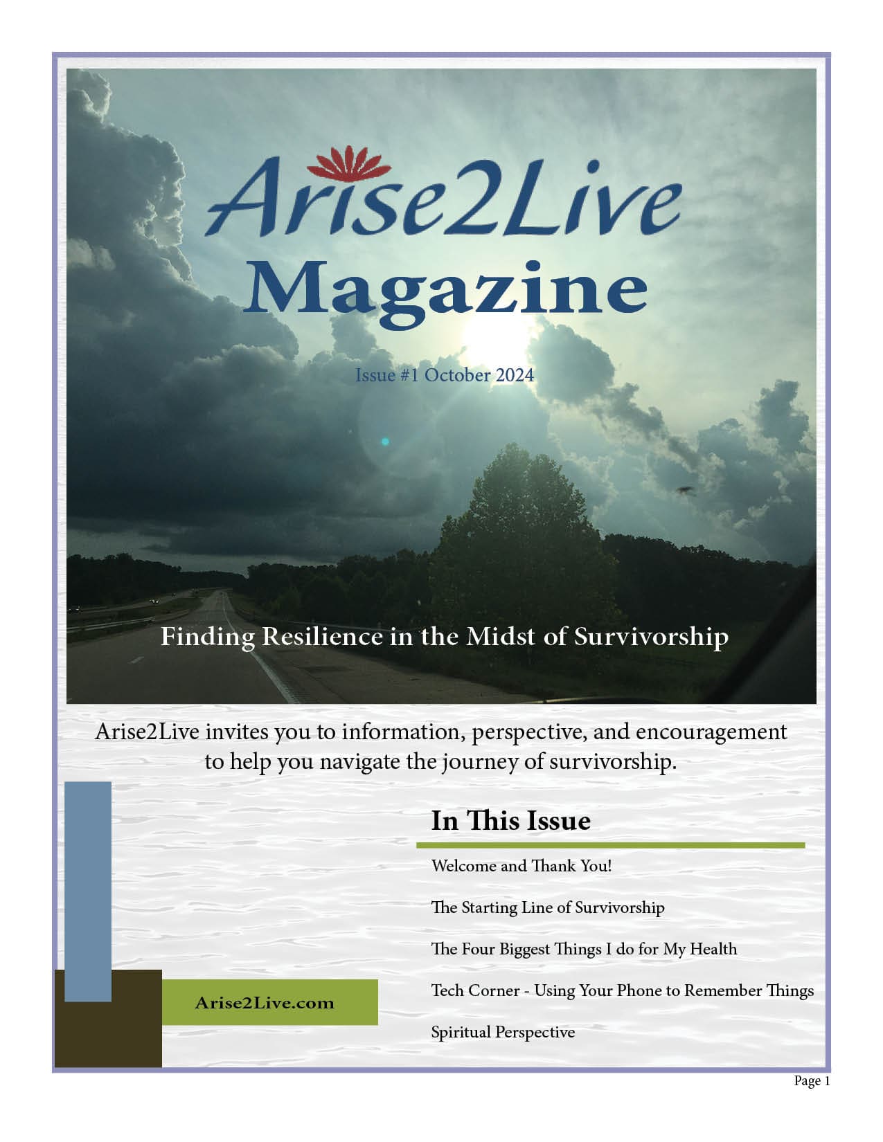 Cover of Arise2Live Magazine - Issue #1